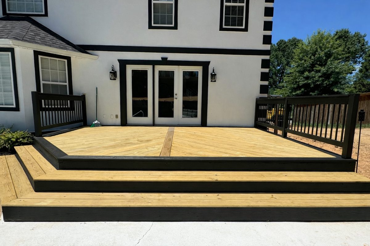 Restored wooden deck and steps